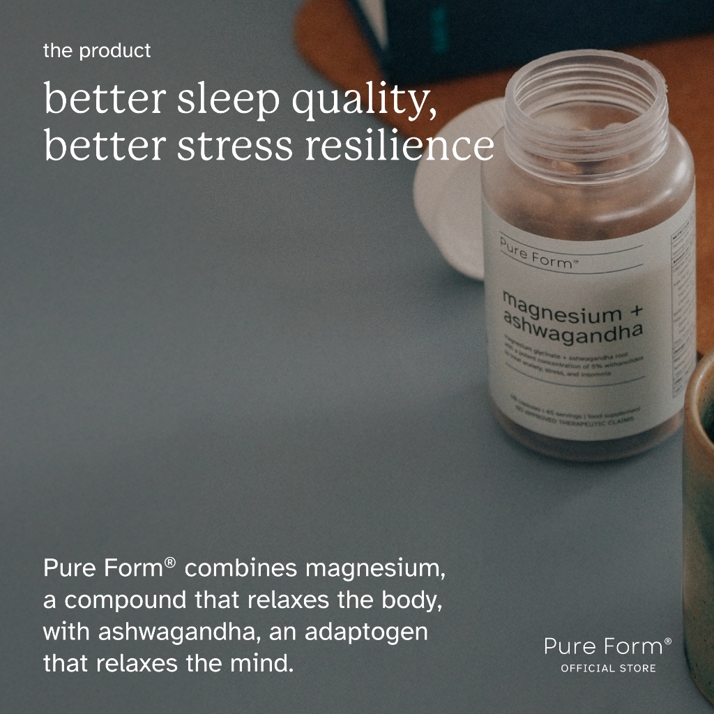 Pure Form® Magnesium + Ashwagandha | 1,400mg of Magnesium Glycinate and ...