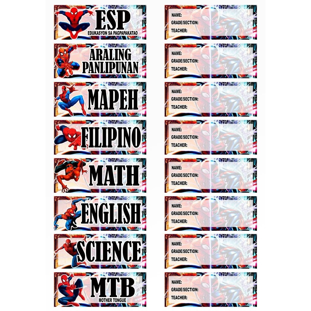 CUSTOMIZED STICKER LABEL FOR SUBJECT & NAME 16PCS (8PCS NAME & 8PCS ...