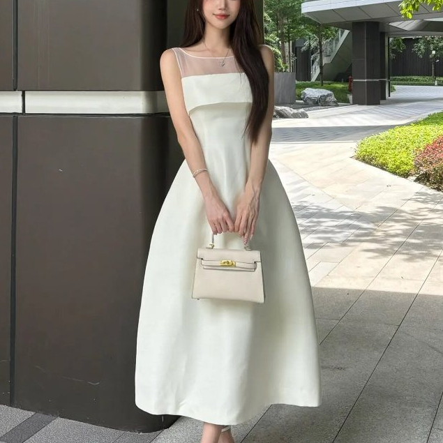 shopee white dress Zooey Summer Party Black / XL the waist band is stretchy as well French Court Style Dress Retro