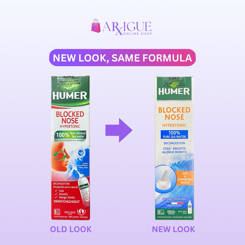 HUMER BLOCKED NOSE HYPERTONIC 100% SEA WATER NASAL SPRAY 50ML | Shopee ...