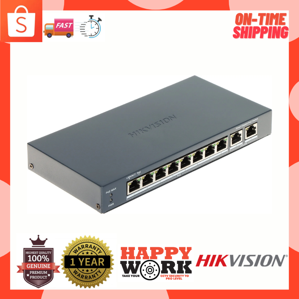Hikvision DS-3E1510P-EI/M 8 Port Gigabit Smart POE Switch | Shopee ...