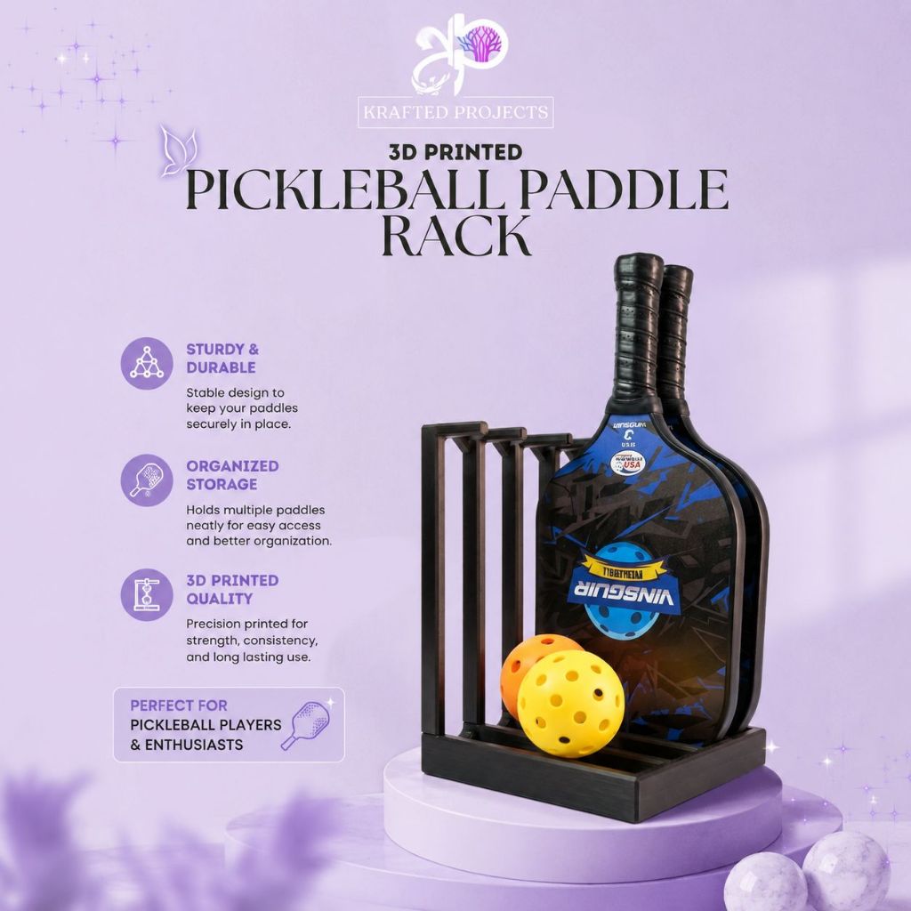 Krafted Projects | 3D Printed Pickleball Paddle Rack Organizer Durable ...