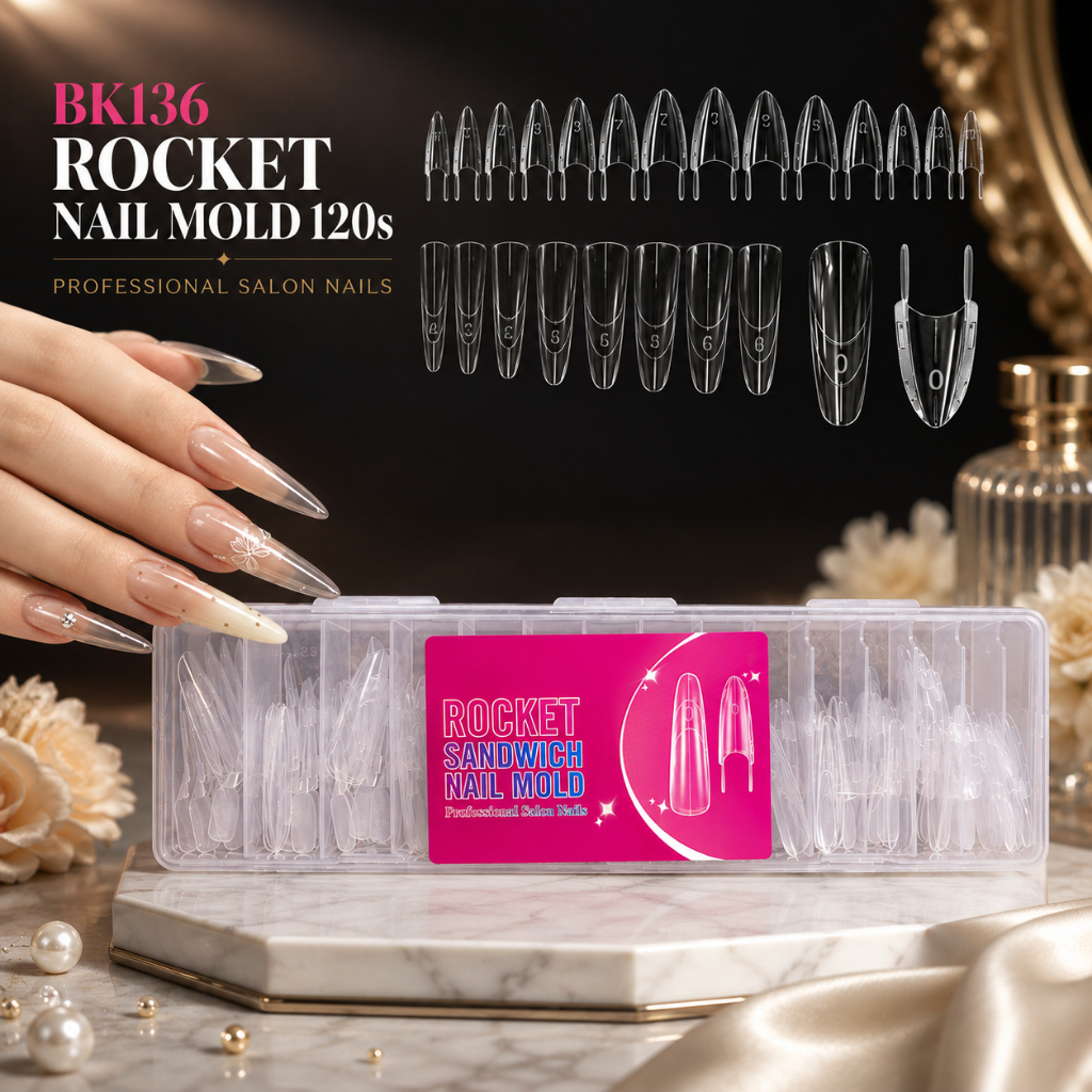 New Bk136 rocket sandwitch nail mold 120pcs clear | Shopee Philippines