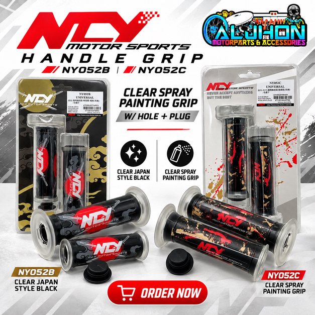 NCY HANDLE GRIP UNIVERSAL - CLEAR JAPAN STYLE BLACK GRIP/CLEAR SPRAY ...