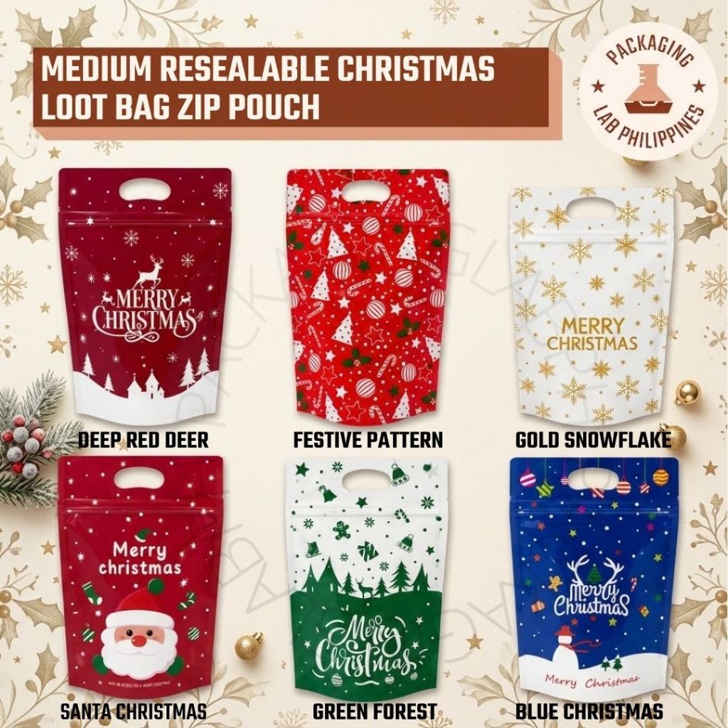 50pcs Medium Resealable Christmas Loot Bag Zip Pouch | Shopee Philippines