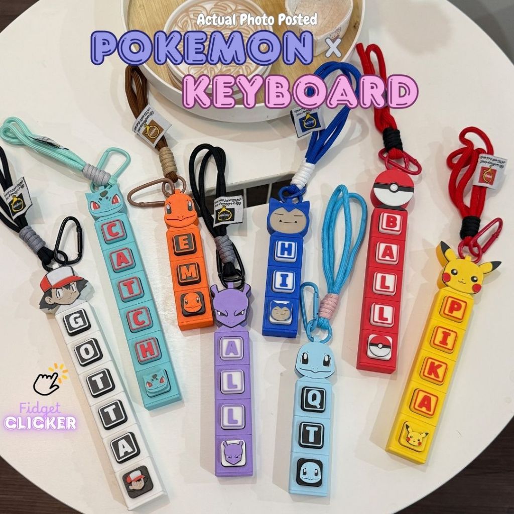 POKEMON X KEYBOARD FIDGET CLICKER TOY STRESS RELIEF PIKACHU, ASH ...