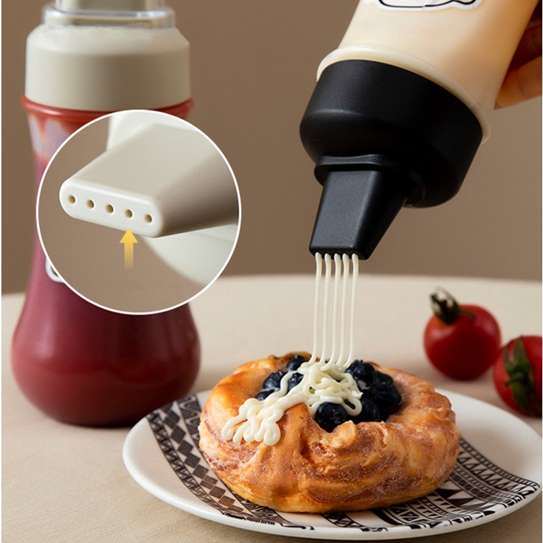 280ml 5-hole Multi-purpose Squeeze Bottle Condiment Dispenser With ...