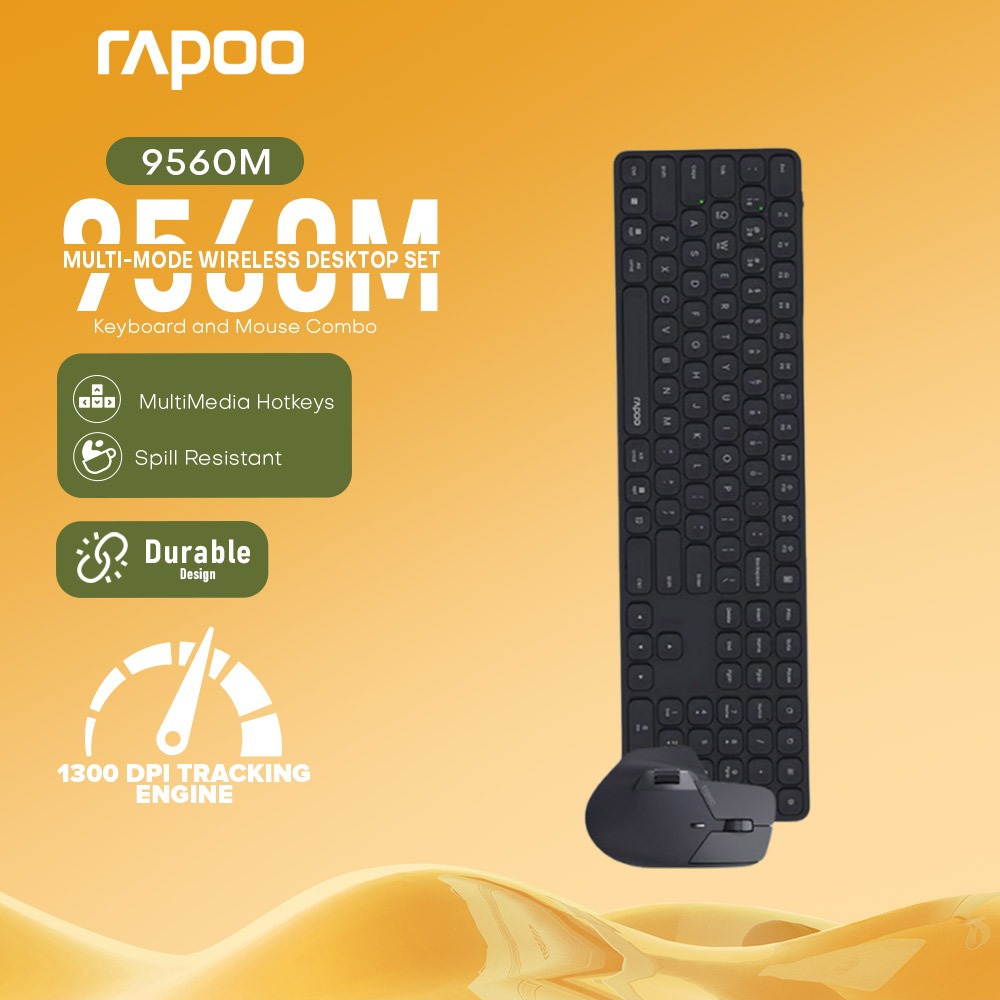 Rapoo 9560M Wireless Keyboard Mouse Combo Bluetooth 40 50 24GHz 4000 ...
