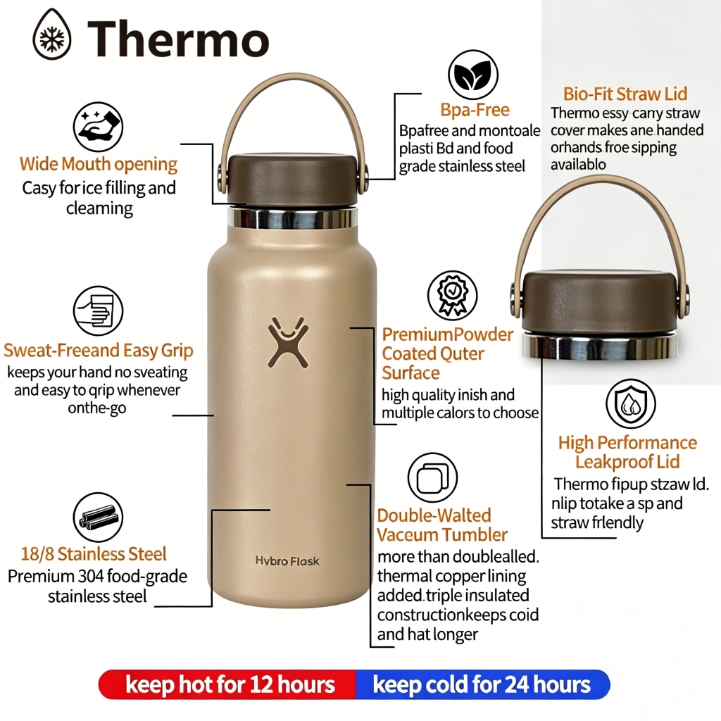 Hydr Flask Original Tumbler Water Bottle Flask Hot And Cold Accessories ...