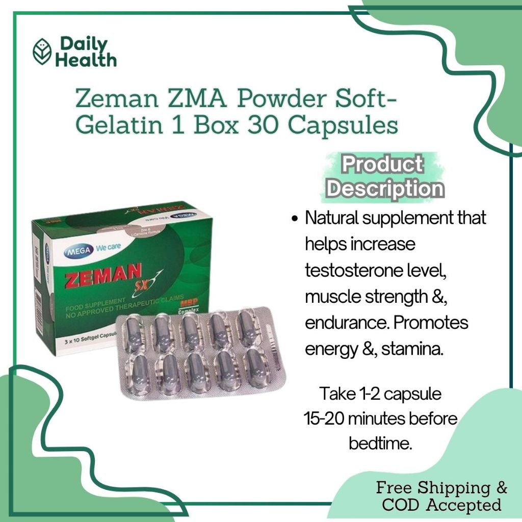 Zeman ZMA Powder Soft-Gelatin 1 Box 30 Capsules | Shopee Philippines