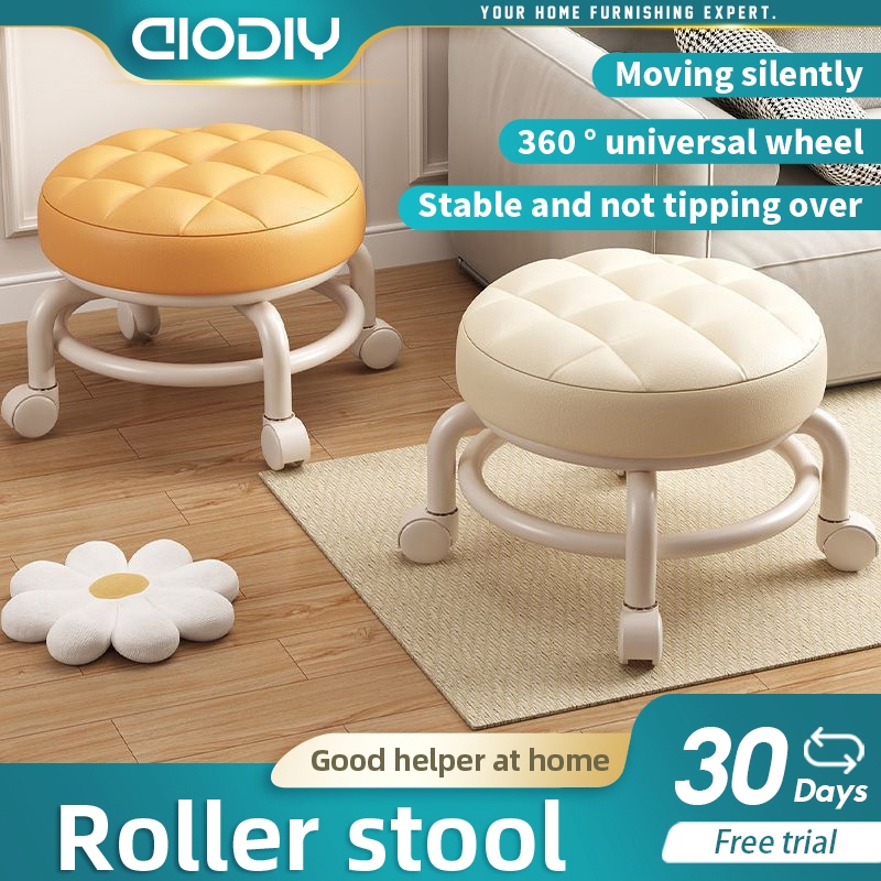 AIODIY Small Stool With Wheels Mini Baby Round Stool With Sofa Foot ...