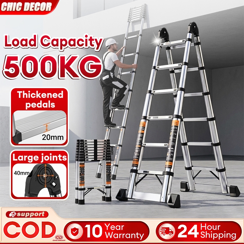 Telescopic Ladder Foldable Aluminum Heavy Duty Home Step ladder Anti ...