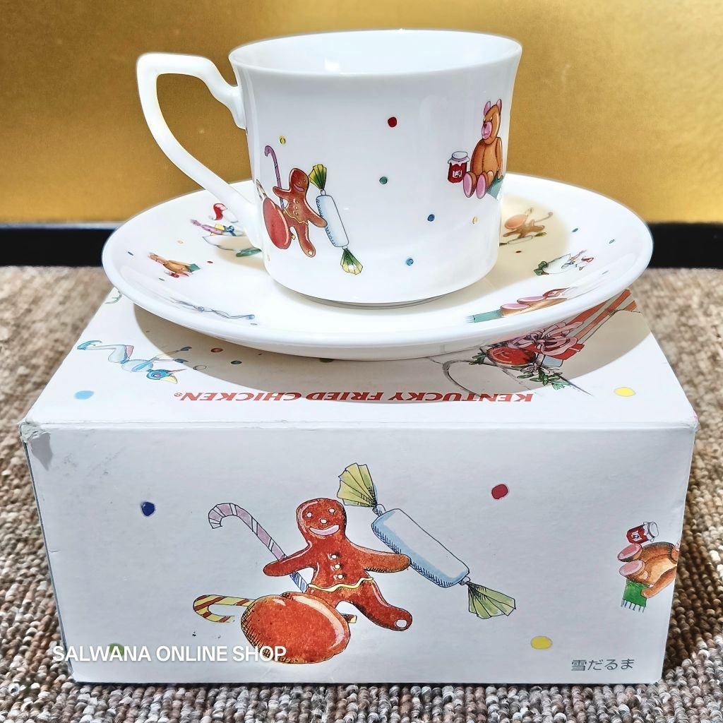 1994 KFC CHRISTMAS CERAMIC CUP AND SAUCER DUO • JAPAN SURPLUS