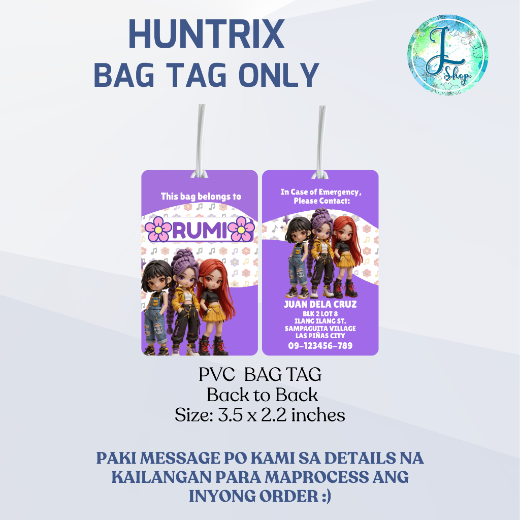 Personalized Huntrix Design Name Tag, Bag Tag & Sticker l Back to ...