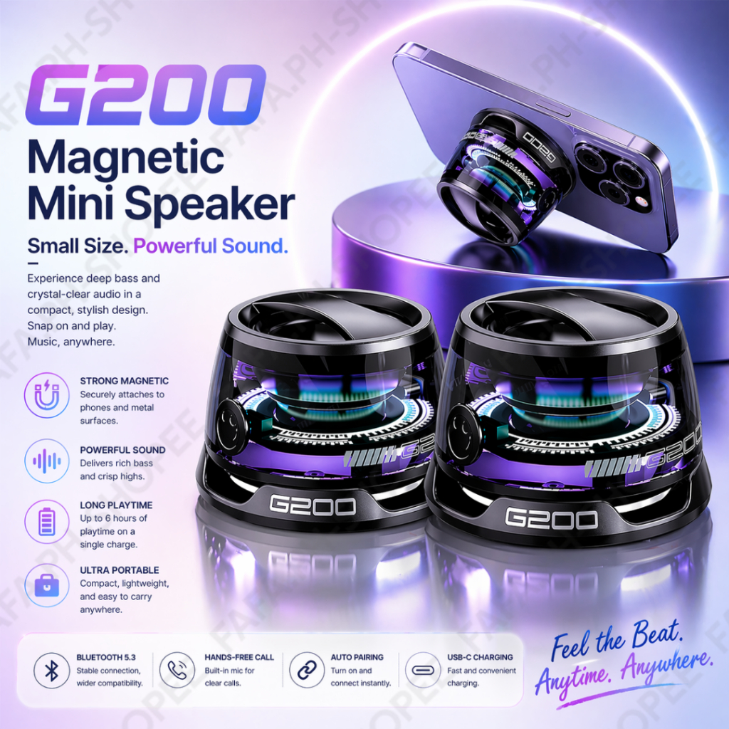 G200 Mini Wireless Bluetooth Speaker Magnetic Suction Ultra LED Speaker ...