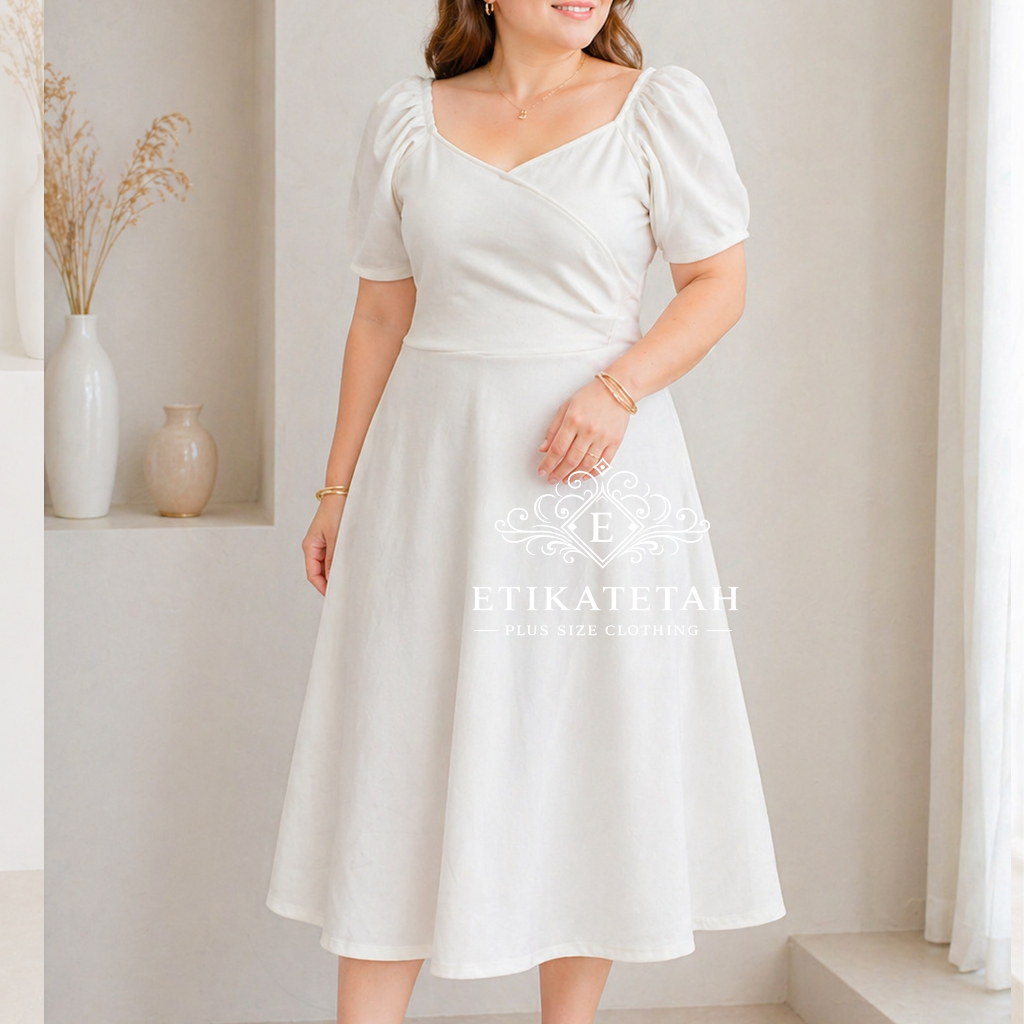 COD Plus size Emma Puffsleeve Neoprene Formal Dress medium to 2XL