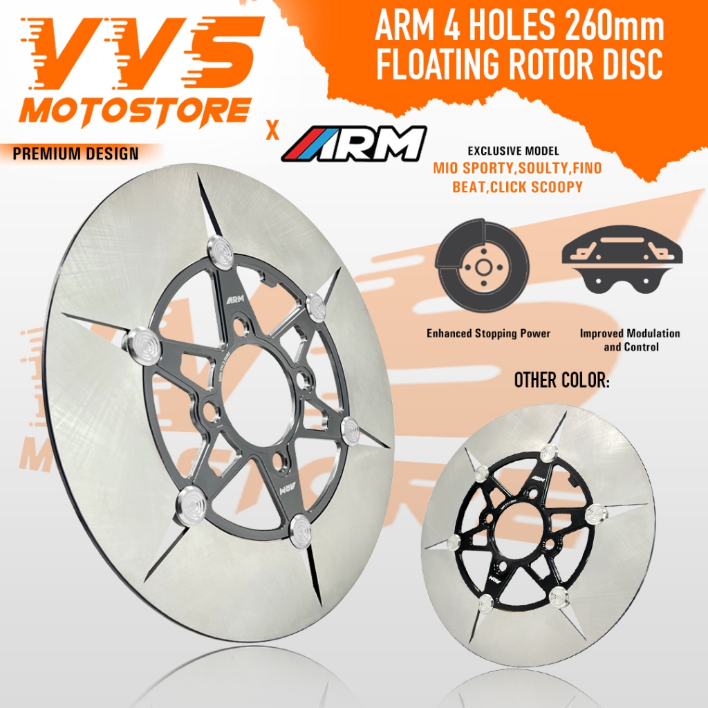 ARM Disc Brake 260mm For Beat Click Mio Wave 4 Holes CNC Heavy Duty ...