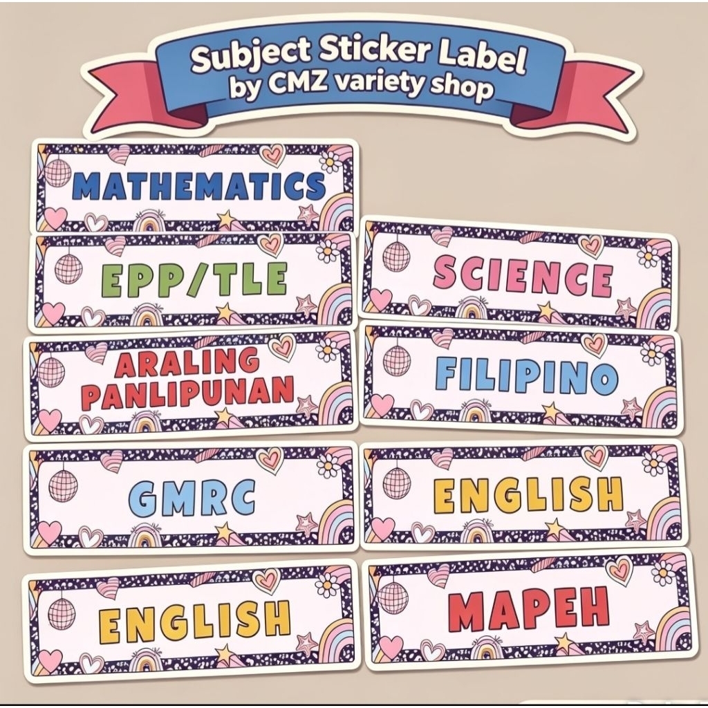 Shop subject labels aesthetic for Sale on Shopee Philippines