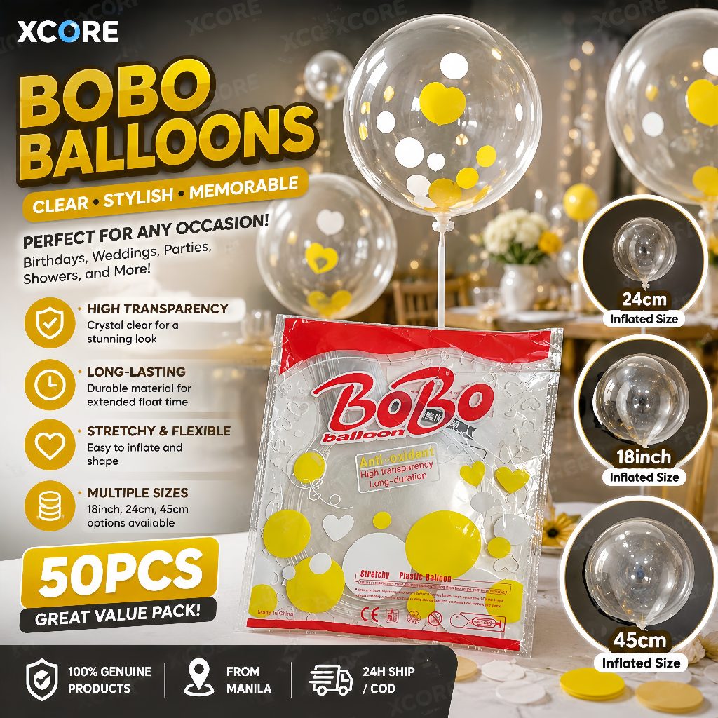 50 Pcs Bobo Balloon Set 18''20''24 Inch Clear Balloon Transparent ...