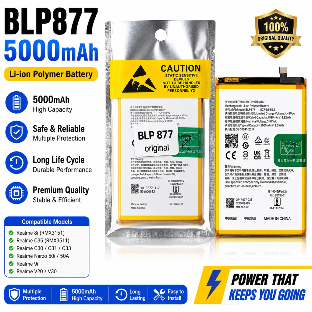 BLP877 Replacement Battery 5000mAh For Realme 8i C35 C30 C31 C33 Narzo ...