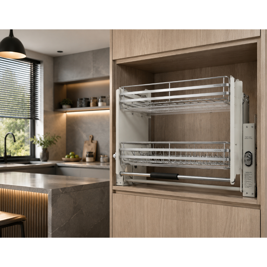 50cm / 60cm / 70cm / 80cm Pulldown Dish Rack Pantry Basket Plate Rack ...