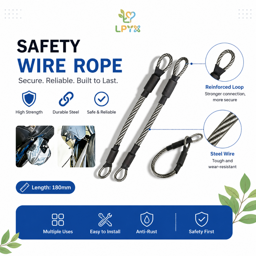 3PC Motorcycle Helmet Anti-theft Rope Bicycle Steel Cable Lock Rope for ...