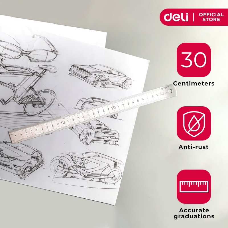 Deli Steel Ruler 30cm 8463 | Shopee Philippines