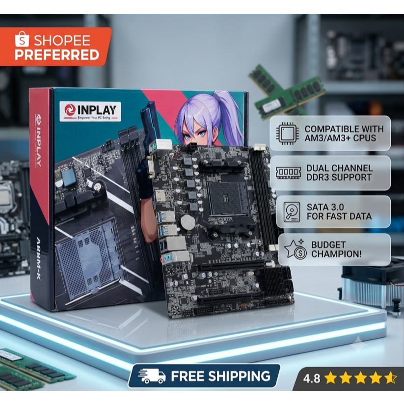 Inplay Motherboard bundle A88mp Support fm2 fm2+ ddr3 with Amd a8 7680 ...