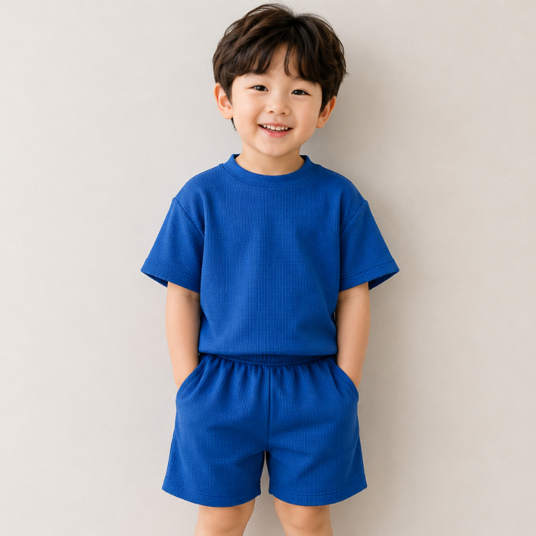 Kids' Waffle Short-Sleeve SET Summer Outfit 53005# | Shopee Philippines