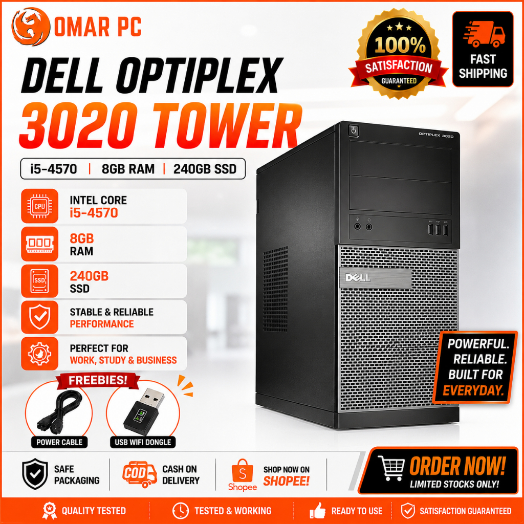Dell Optiplex 3020 MT i5-4570 8GB RAM 240GB SSD Desktop PC Set Fast ...