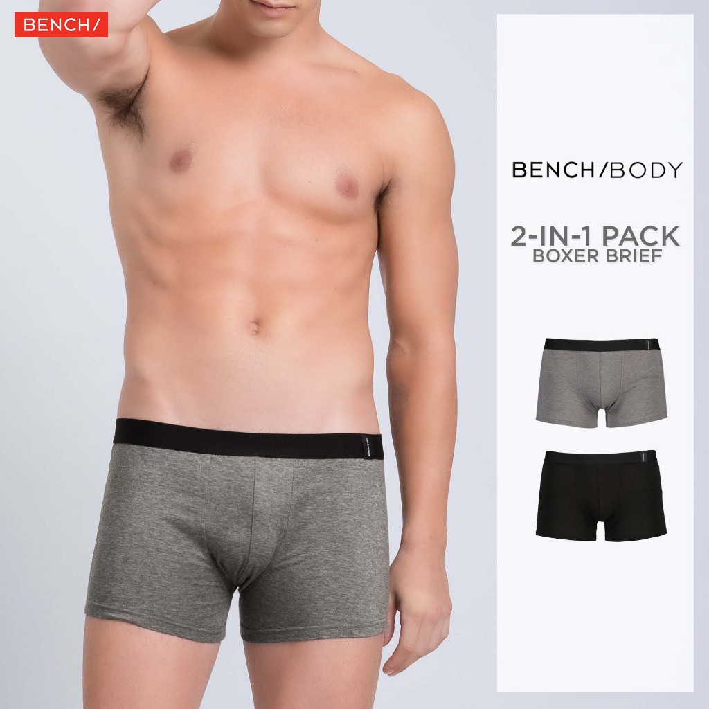 TUX0202 - BENCH/ 2-in-1 Pack Boxer Brief - Black / Gray | Shopee ...