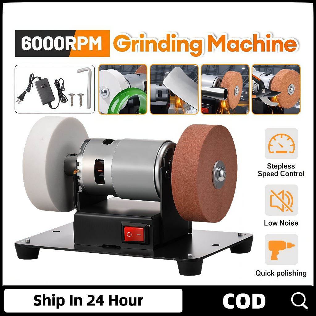 100W Double Grinder Machine Grinder 7 gears Electric Bench Grinder for ...