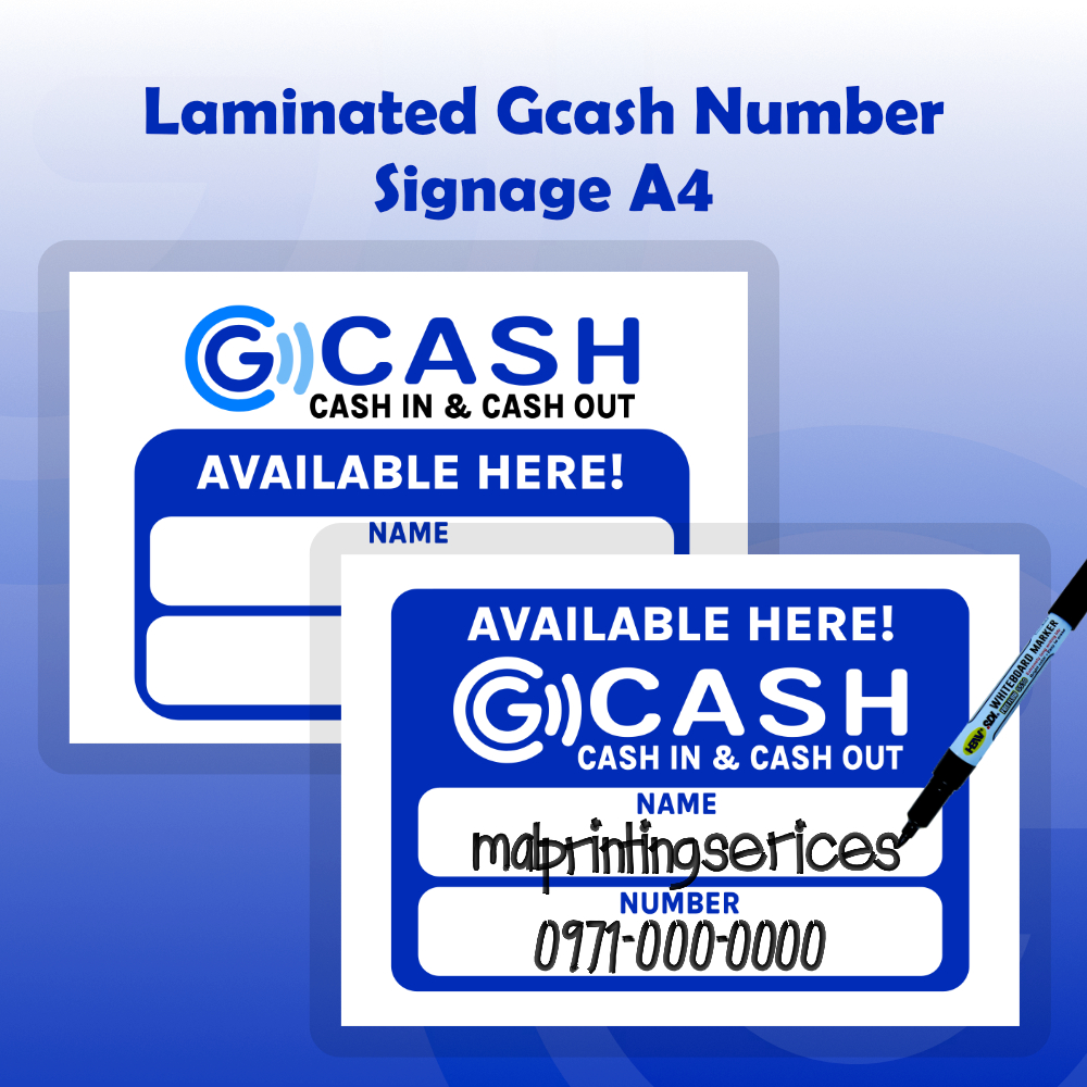 GCash Number Signage A4 Laminated Waterproof High Quality Print for ...