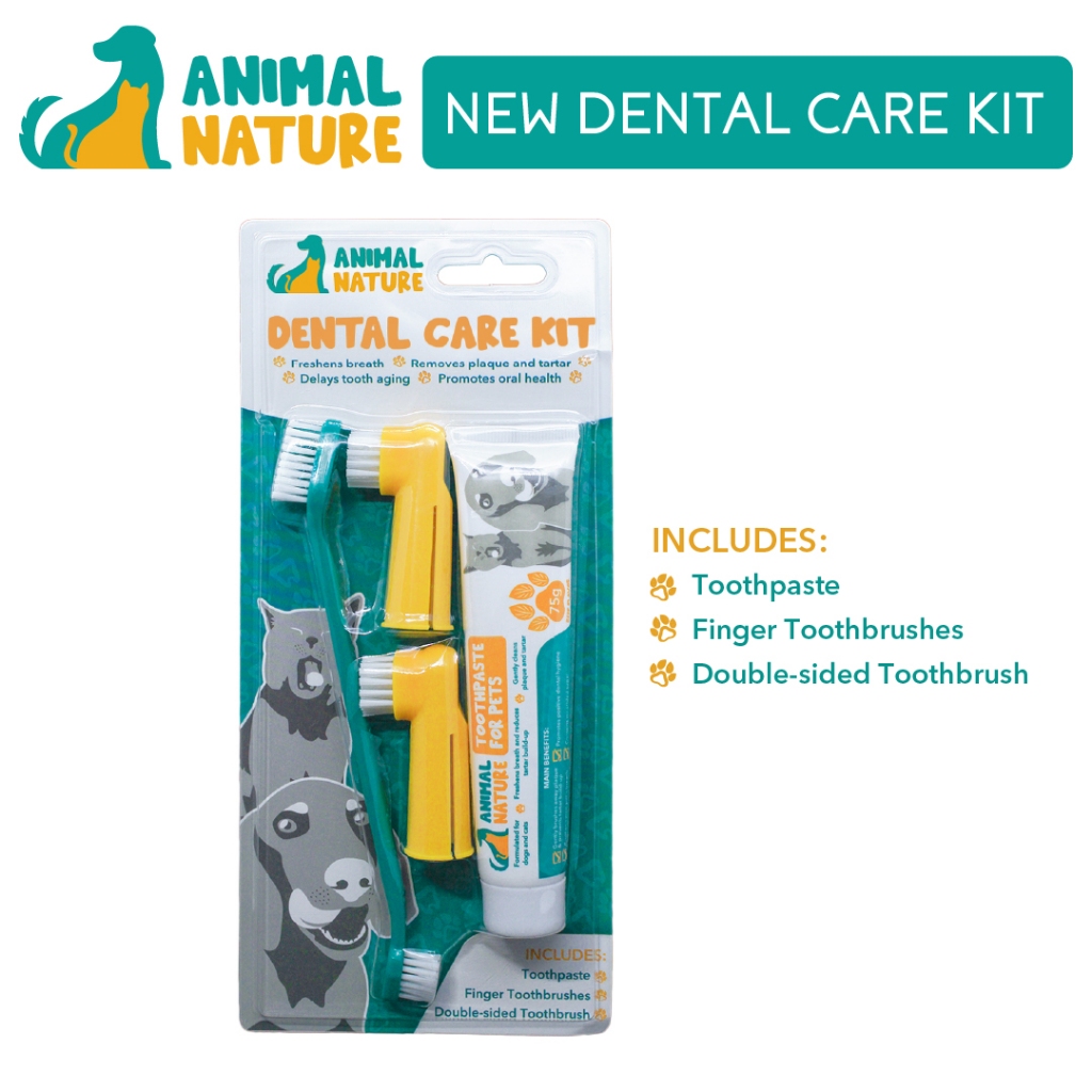 Animal Nature NEW Pet Dental Care Kit 75g Toothpaste Beef Flavor with 3 ...