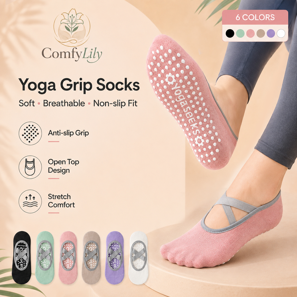 Non-Slip Yoga Toe Socks - Black WANZHIHUI 6 Pairs Pilate Grip