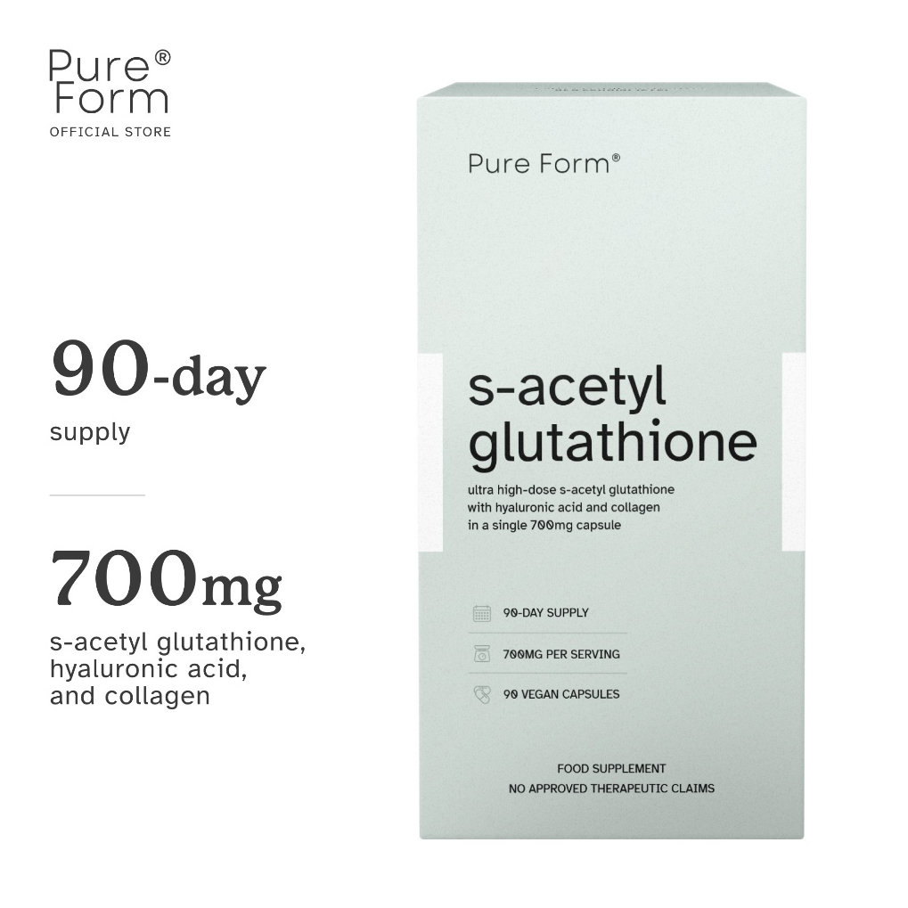 s-acetyl glutathione pure form Form® | 90 Capsules | 700mg of Gluta + Hyaluronic Acid + Collagen FL - Torula yeast Quantity:Pack of One (1) brightening face wash