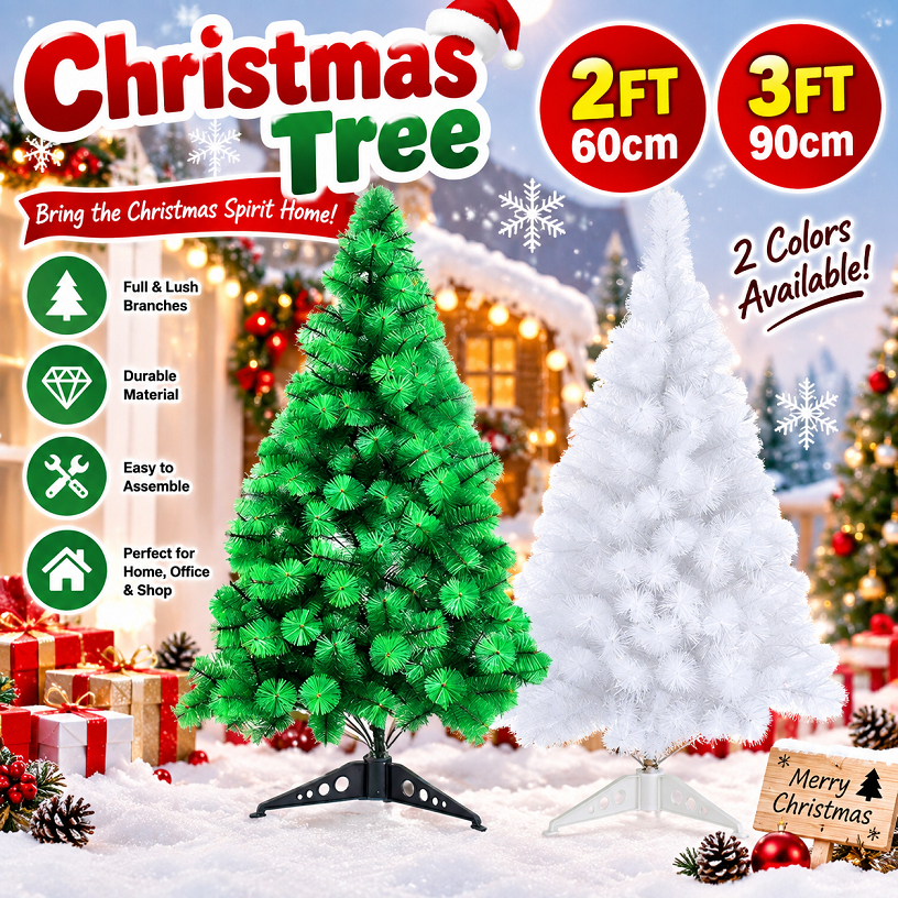 Christmas tree 2FT 3FT /60CM 90CM green White color. Xmas Tree.Decor seasonal decoration