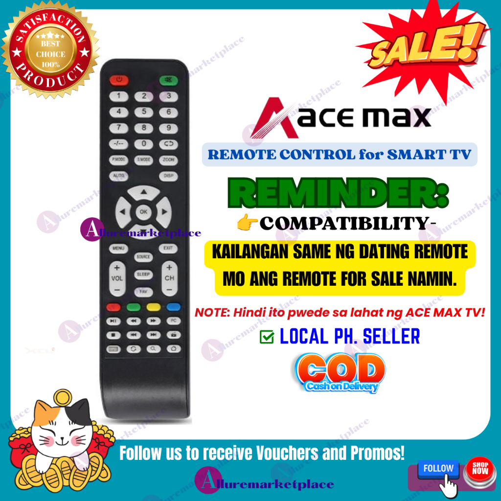 ORIGINAL ACE MAX SMART TV Remote Control ACEMAX Android TV Remote ...