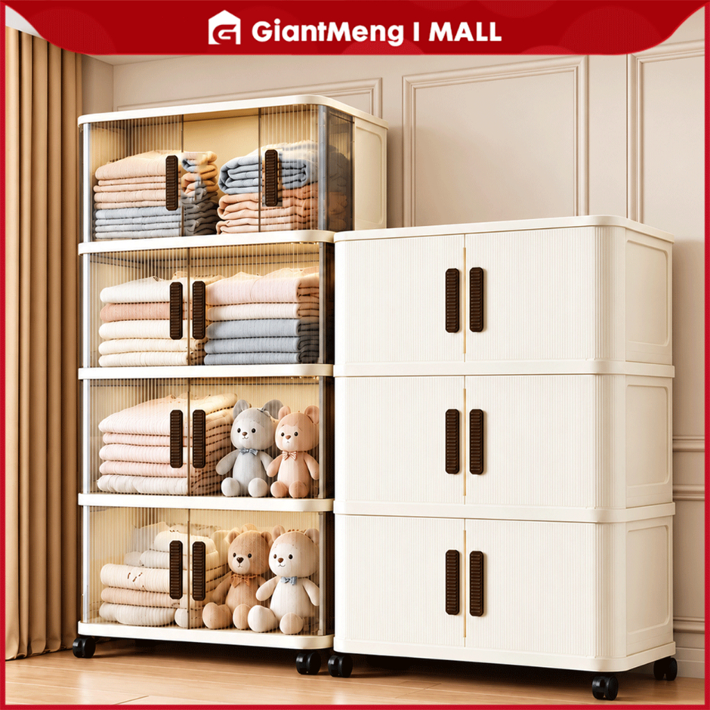 40-50cm Foldable Cabinet With Sliding Doors Spacious White Durabox ...