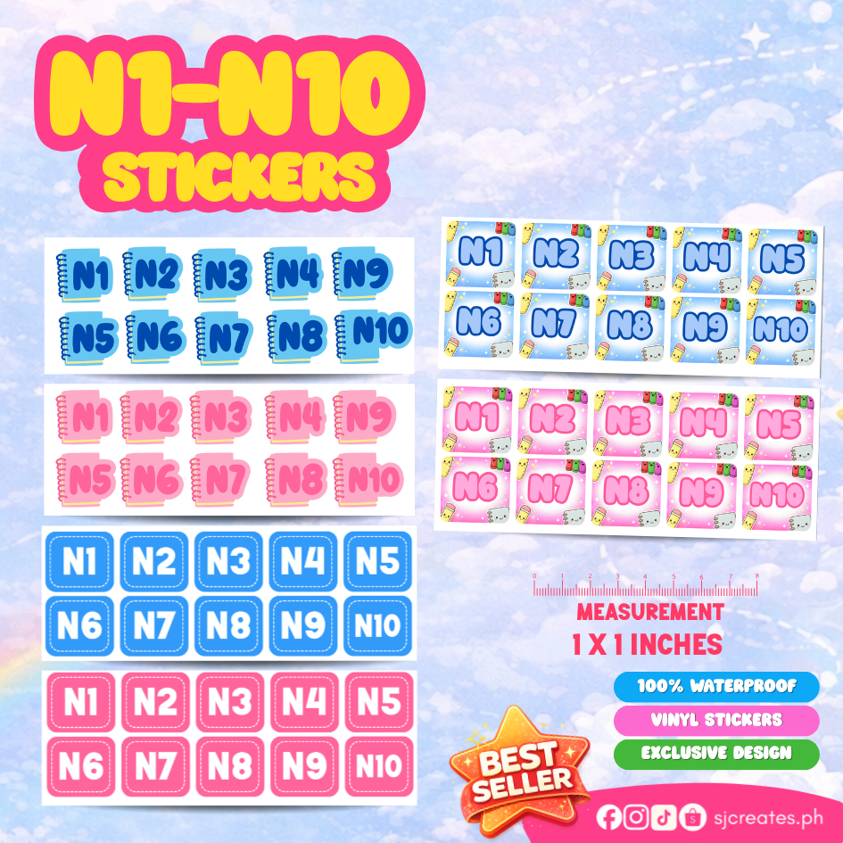 Notebook Label sticker N1 N2 Notebook Sticker for kids Waterproof ...