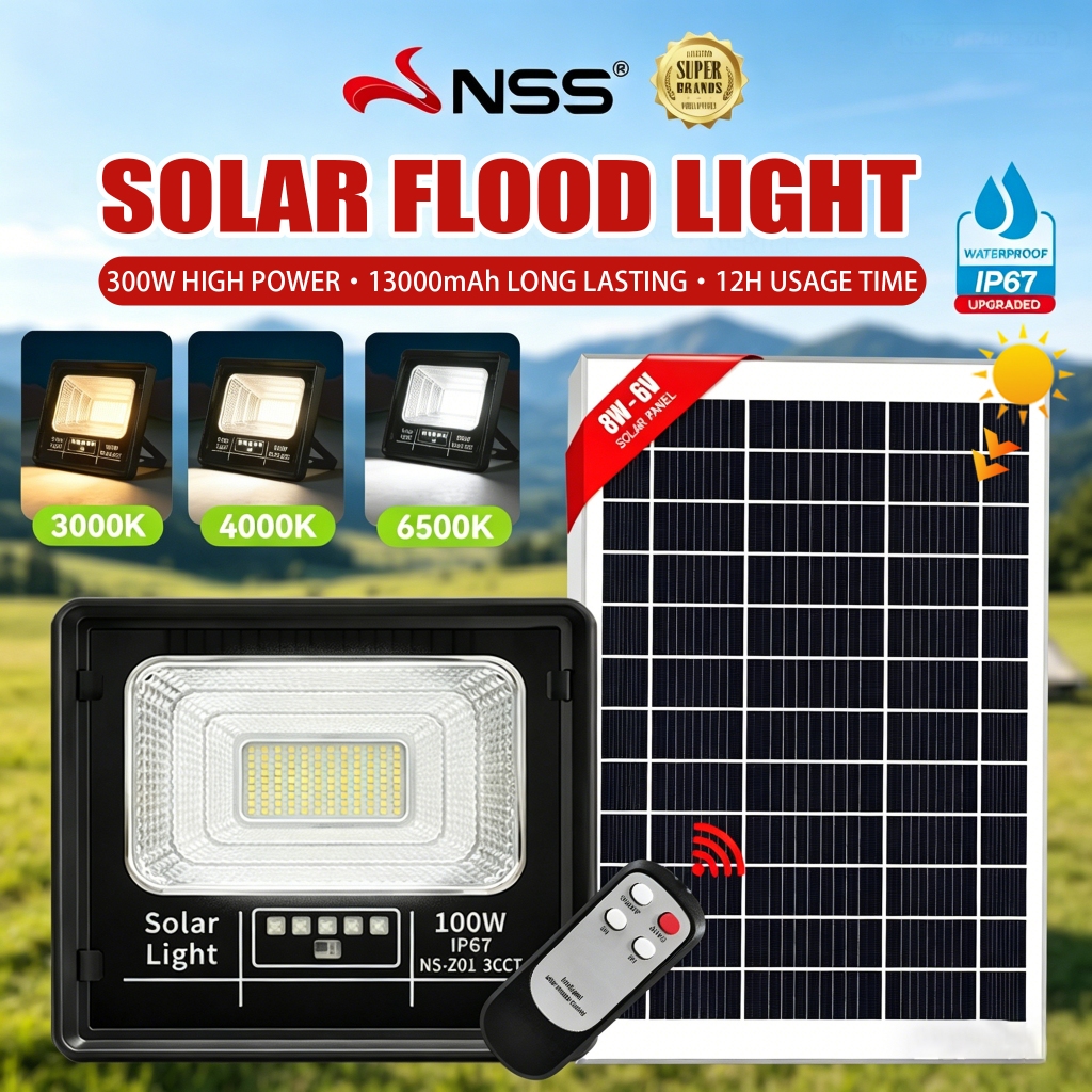 NSS Solar Light 300W Waterproof Outdoor Flood light with Solar Panel ...