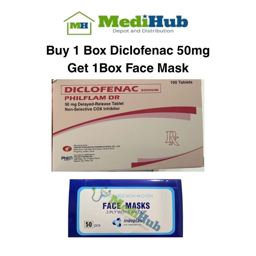 Diclofenac sodium 50mg (PHILFLAM DR) 100 tablets in 1 Box FREE 1box ...