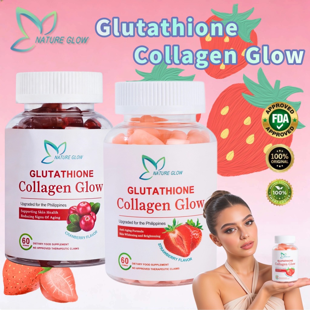 NATURE GLOW Glutathione Collagen Glow Gummies Original Anti-Aging Whitening Skin Collagen 60pcs