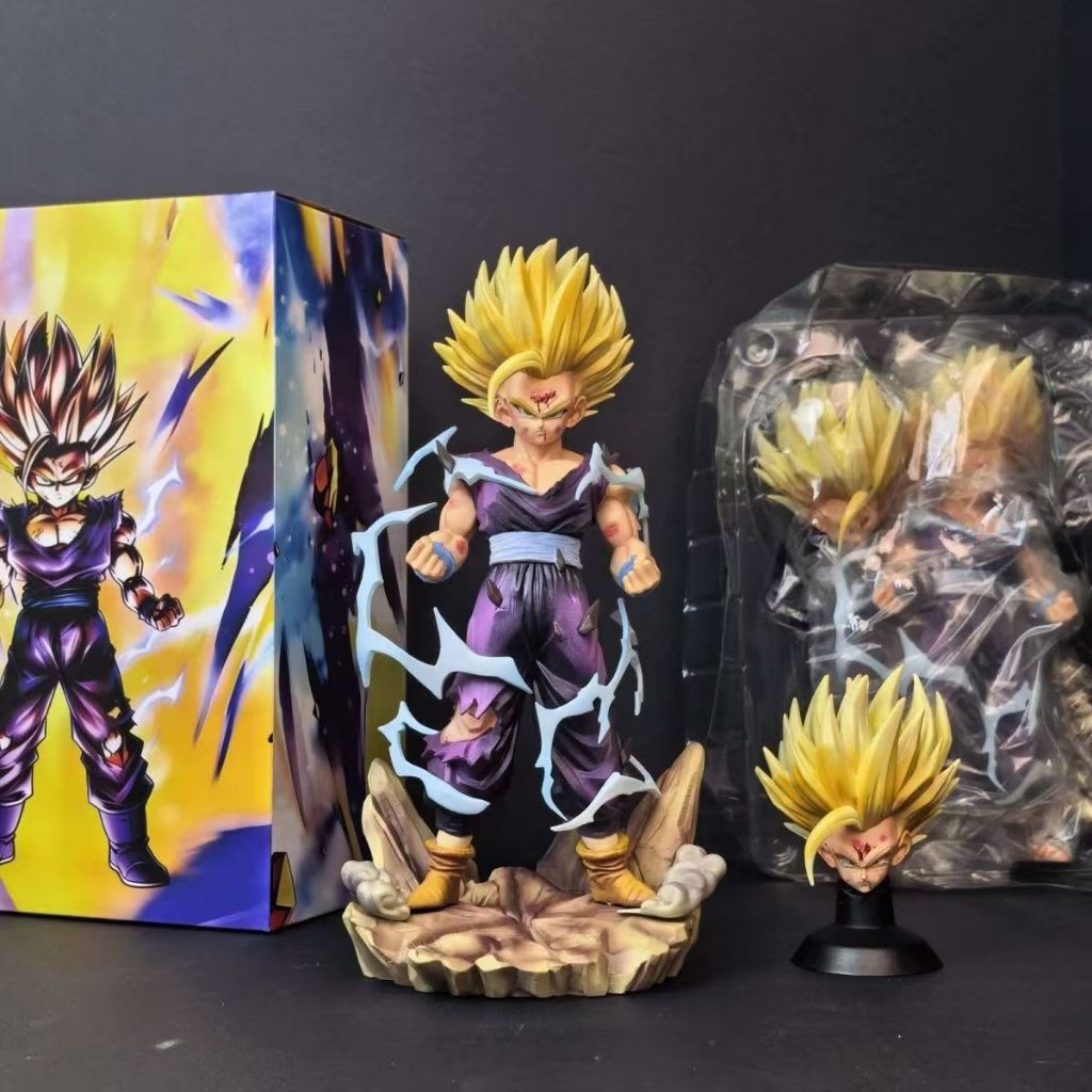 BZ SSJ2 Gohan Figure, 25cm Tall, 2 Interchangeable Heads with Base ...