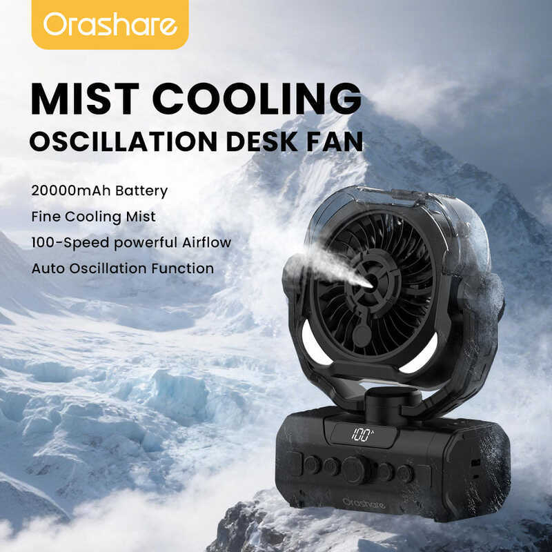 [ NEW HOT ] Orashare Dfm01 20000Mah Rechargeable Misting Desk Fan 100 ...