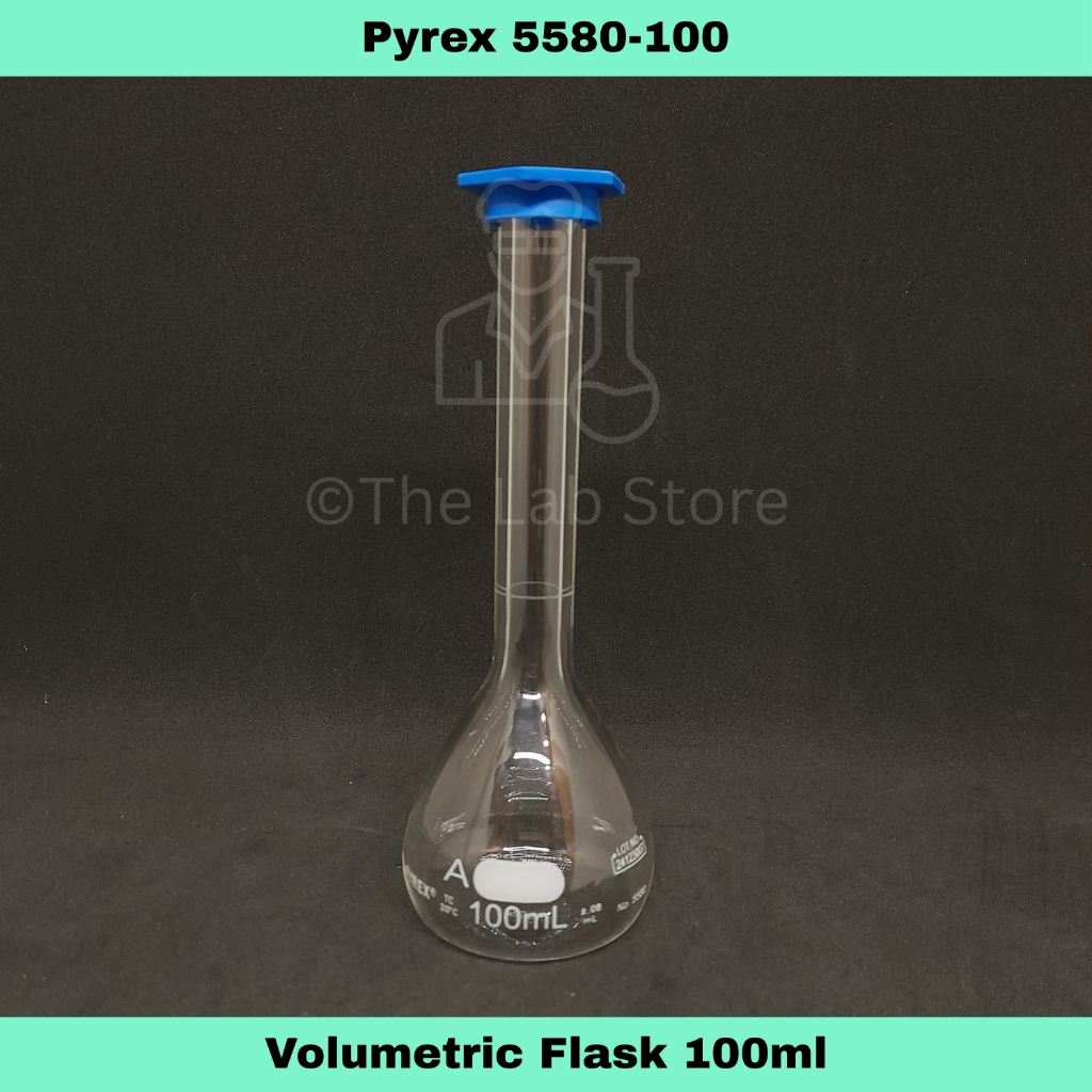 100mL PYREX Volumetric Flask, Glass with Plastic Cap, Class A | Shopee ...