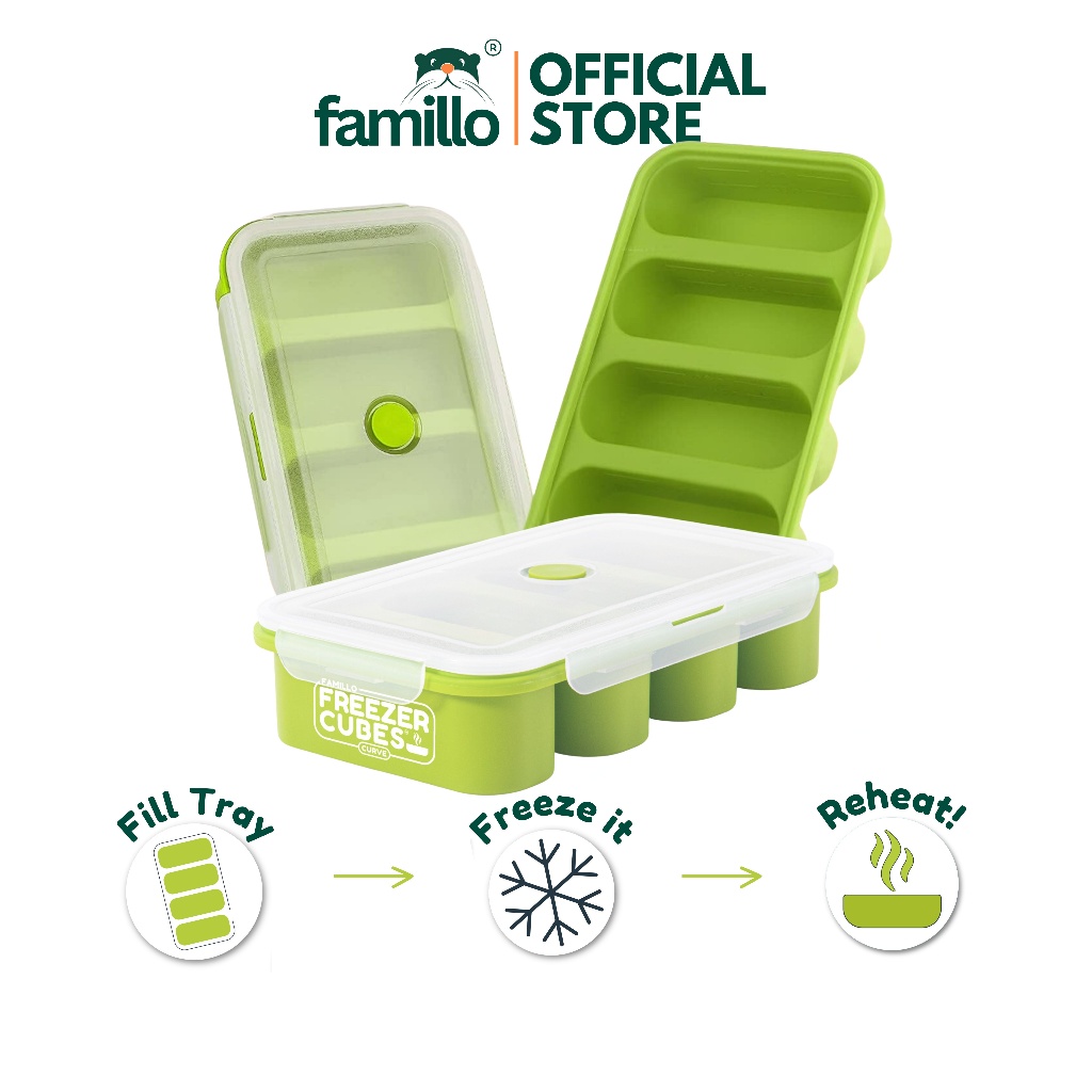 Freezer Cubes ™ Curve | 4 Molds (1-Cup) Silicone Freezer Tray as a Meal ...
