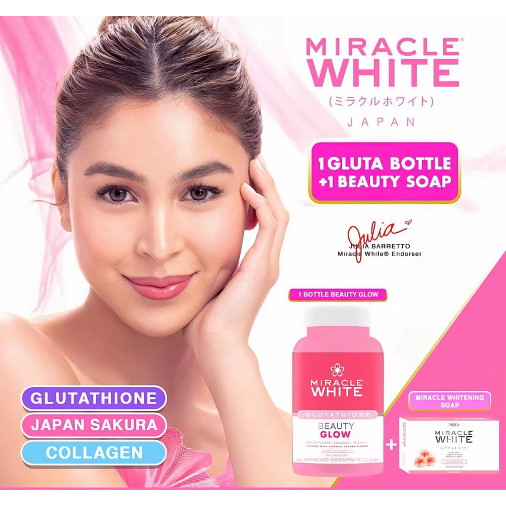 Miracle White Advanced Whitening Glutathione Capsule & Miracle White  Glutathione Soap