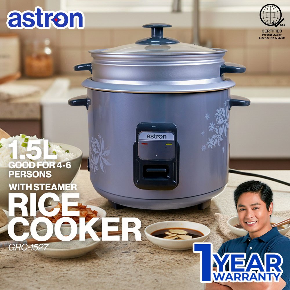 Astron GRC-1527 Rice Cooker with steamer - 1.5 Liters Capacity ...