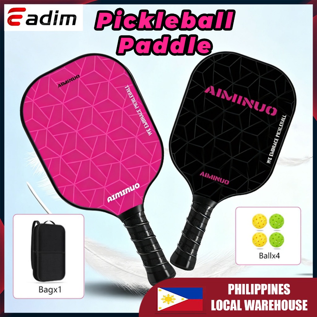 Pickleball Paddles Set Fibreglass Carbon Fiber Durable Racket with 4 ...